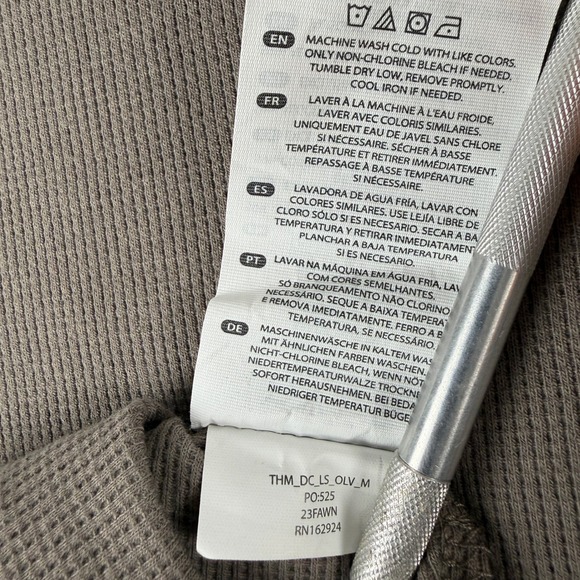 BYLT Premium Basics Shirt Men M Brown Long Sleeve Crewneck Curve Hem Waffle Knit - Picture 8 of 9